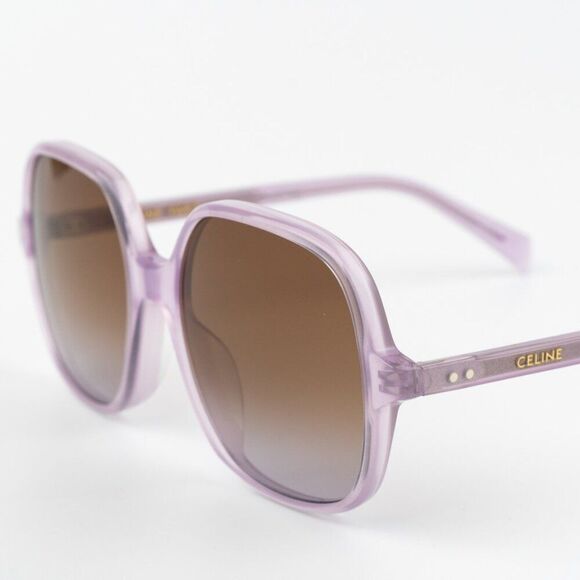 NEW Celine CL40244U 78F CELINE THIN Opal Lilac Brown Women Geometric Sunglasses - Picture 6 of 11